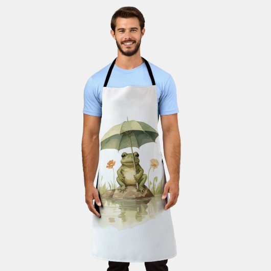 Schattigee kikker met paraplu bij het meer schort (Gedragen)