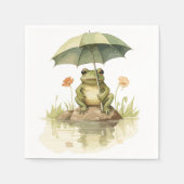 Schattigee kikker met paraplu bij het meer servet (Voorkant)