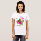 Schattigee kikker of Toad Pun op Pink Flowers T-shirt (Voorkant volledig)