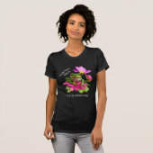 Schattigee kikker of Toad Pun op Pink Flowers T-shirt (Voorkant volledig)