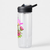 Schattigee kikker of Toad Pun op Pink Flowers Waterfles (Links)