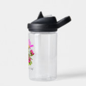 Schattigee kikker of Toad Pun op Pink Flowers Waterfles (Links)