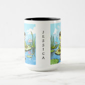 Schattigee kikker op een Lily Pad Schattige gepers Mok (Midden)