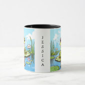 Schattigee kikker op een Lily Pad Schattige gepers Mok (Midden)