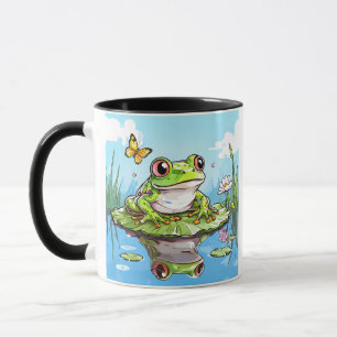 Schattigee kikker op een Lily Pad Schattige gepers Mok