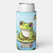 Schattigee kikker op een Lily Pad Schattige gepers Seltzer Blikjeskoeler (Seltzer Achterkant)
