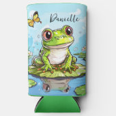 Schattigee kikker op een Lily Pad Schattige gepers Seltzer Blikjeskoeler (Voorkant)