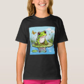 Schattigee kikker op een Lily Pad T-shirt (Voorkant)