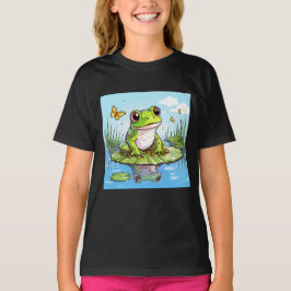 Schattigee kikker op een Lily Pad T-shirt