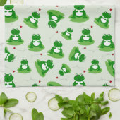 Schattigee kikker op lelie pad met lieveheersbeest theedoek (Gevouwen)