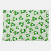 Schattigee kikker op lelie pad met lieveheersbeest theedoek (Horizontaal)