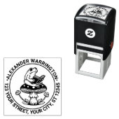 Schattigee kikker op paddestoel leesnaam retouradr  zelfinktende stempel (In situ)