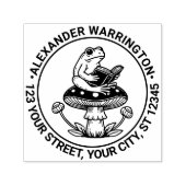 Schattigee kikker op paddestoel leesnaam retouradr  zelfinktende stempel (Design)