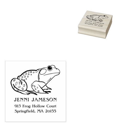 Schattigee kikker retouradres Rubberen stempel (Gestempeld)