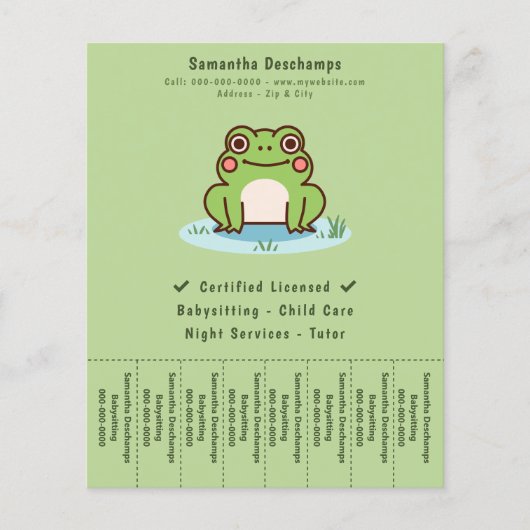 Schattigee kikker scheur van strips flyer (Voorkant)