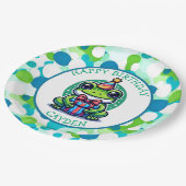 Schattigee kikker thema jongen verjaardag jongen f papieren bordje (Gekanteld)