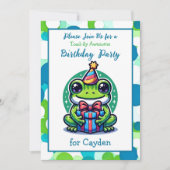 Schattigee kikker thema jongen verjaardagsfeestje kaart (Voorkant)