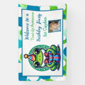 Schattigee kikker thema jongen verjaardagsfeestje spandoek (Verticaal)