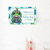 Schattigee kikker thema jongen verjaardagsfeestje spandoek (Insitu)