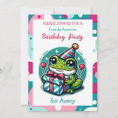 Schattigee kikker thema meisje verjaardagsfeestje kaart (Voorkant)