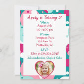 Schattigee kikker thema meisje verjaardagsfeestje kaart (Achterkant)