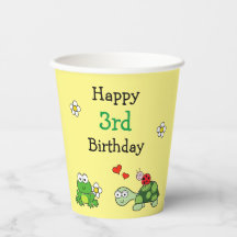 Schattigee kikker Verjaardag Geel Party Paper Cup