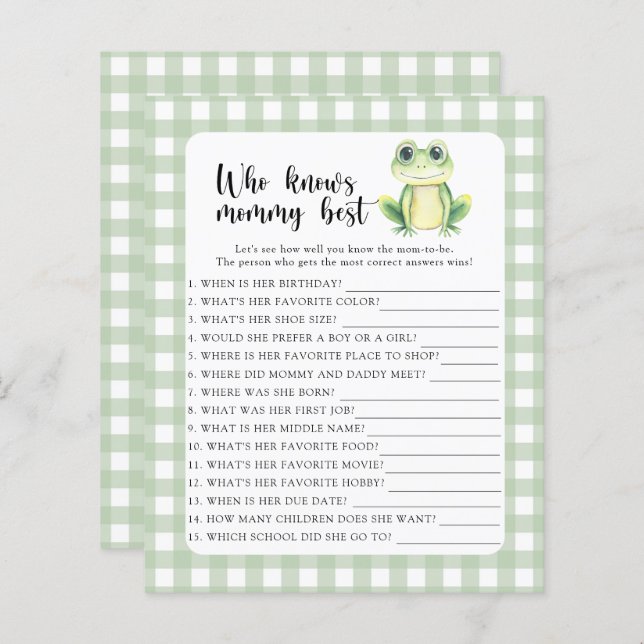 Schattigee kikker - Wie kent mama het beste (Voorkant / Achterkant)