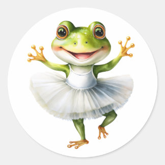 Schattigee kikkerballerina dansballet. ronde sticker