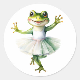 Schattigee kikkerballerina dansballet. ronde sticker