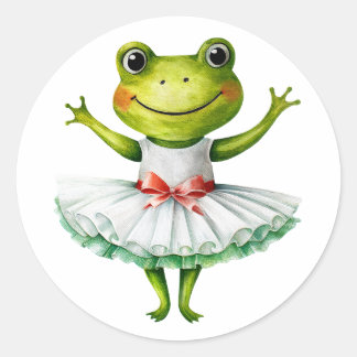 Schattigee kikkerballerina dansballet. ronde sticker