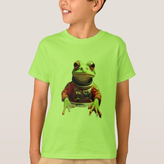 Schattigee kikkercommandant in Space Shuttle T-shirt (Voorkant)