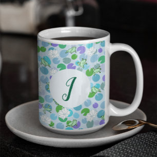 Schattigee kikkerkunst Blauwe Waterlelies Custom M Koffiemok