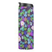 Schattigee kikkerkunst donkerblauw en groen thermosbeker (Geroteerd rechts)