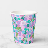 Schattigee kikkerkunst papieren bekers met roze ac (Voorkant)