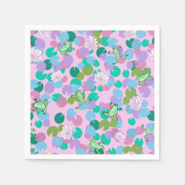 Schattigee kikkerkunst papieren servetten met roze