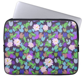 Schattigee kikkerkunst voor kinderen blauw groen r laptop sleeve