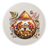 Schattigee kikkerliefhebbers theekransje keramische knop (Voorkant)