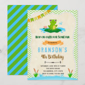 Schattigee kikkerpad verjaardagsfeestje uitnodigin kaart (Voorkant / Achterkant)