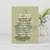 Schattigee kikkerprinses op troonfeest kaart (Staand voorkant)