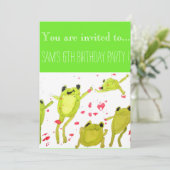 Schattigee kikkers Jongens verjaardagsfeestje Kaart (Staand voorkant)