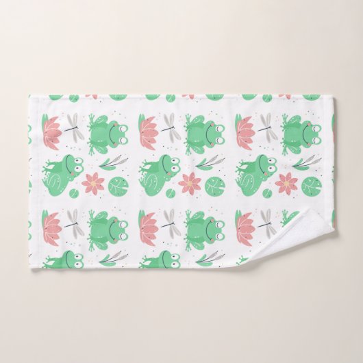 Schattigee kikkers, libellen en lotus bad handdoek (Handdoek)