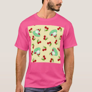 Schattigee kikkerslakken en kersen op citroengeel t-shirt