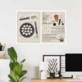 Schattigee Kimchi Dumpling Recept Koreaans Voedsel Poster (Thuiskantoor)