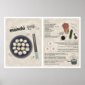 Schattigee Kimchi Dumpling Recept Koreaans Voedsel Poster (Voorkant)