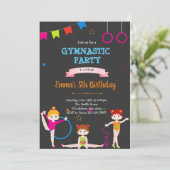 Schattigee kind gymnastische uitnodiging (Staand voorkant)