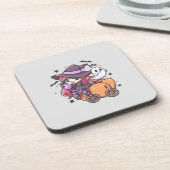 Schattigee Kind heks zittend op een pompoen auto Bier Onderzetter (Linkerzijde)