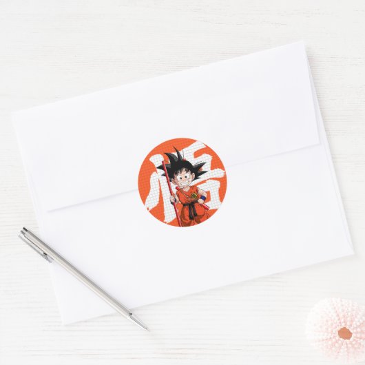 Schattigee Kind Warrior Anime Art Ronde Sticker (Envelop)