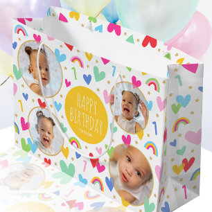 Schattigee Kinder 1e Verjaardag Regenboog Foto Har Groot Cadeauzakje