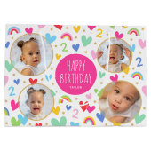 Schattigee Kinder 2e Verjaardag Regenboog Foto Har Groot Cadeauzakje (Achterkant)