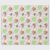 Schattigee Kinder 3e Verjaardag Regenboog Foto Har Cadeaupapier (Vlak)